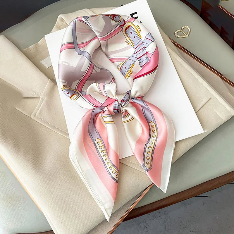 Pink Star Print Square Scarf