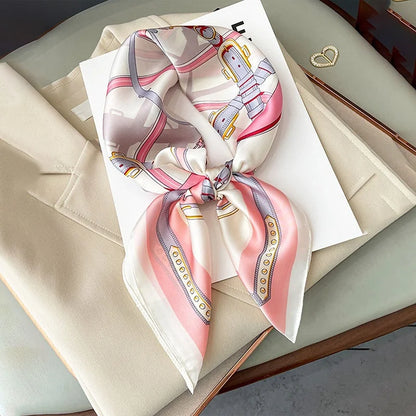 Pink Star Print Square Scarf