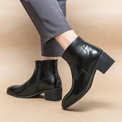 Black PU Cowboy Western Boots