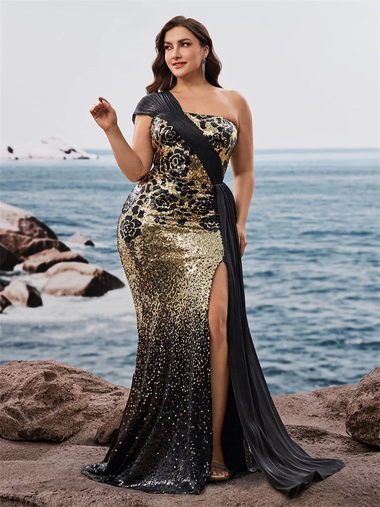 Plus Size Elegant off-shoulder Sleeveless Evening Dresses