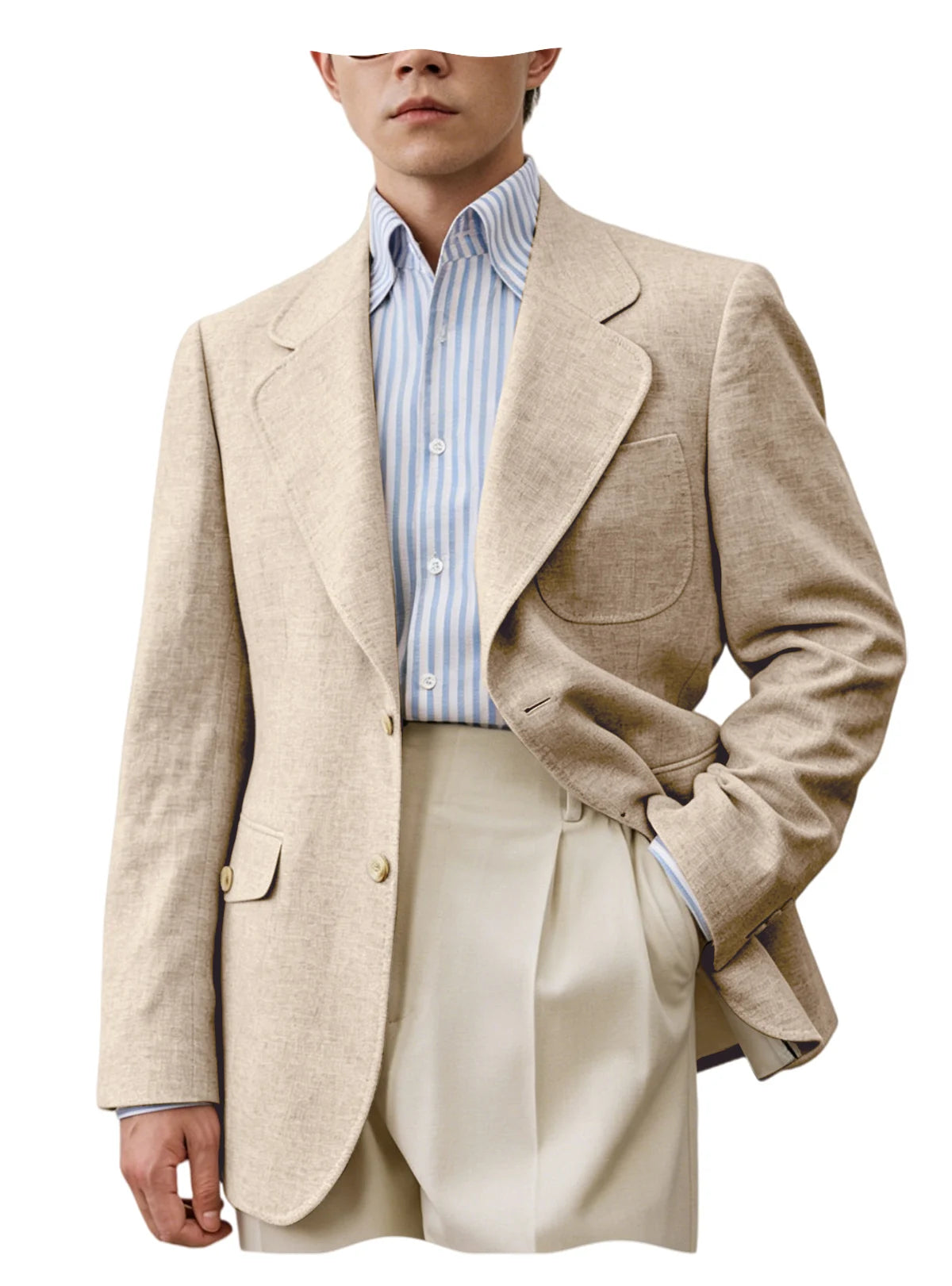 Linen Notch-Lapel Casual Blazer