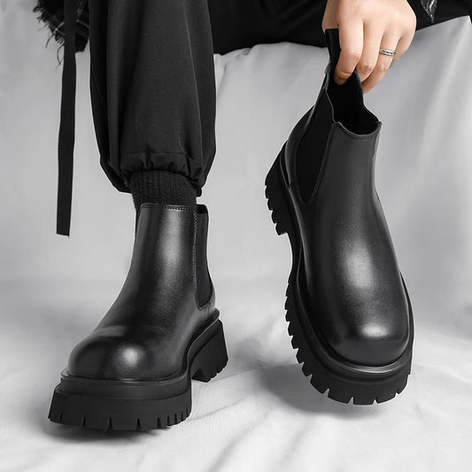 Red PU Chelsea Boots