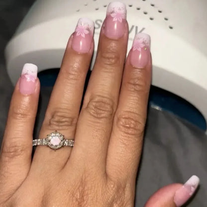 Pink Floral Press Nails