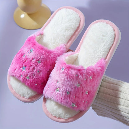 Plush Star Winter Cotton Slippers