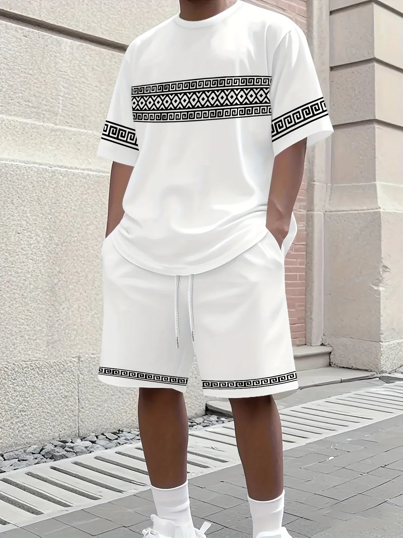 Casual T-Shirt Drawstring Shorts Set
