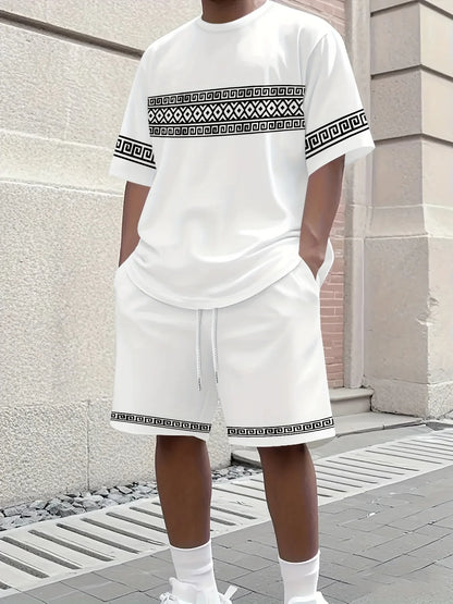 Casual T-Shirt Drawstring Shorts Set
