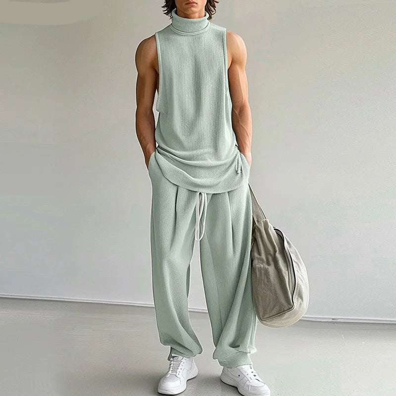 Turtleneck Tank Top Drawstring Set