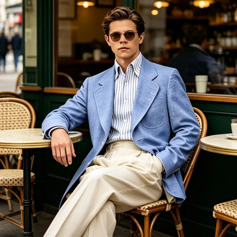 Linen Notch-Lapel Casual Blazer