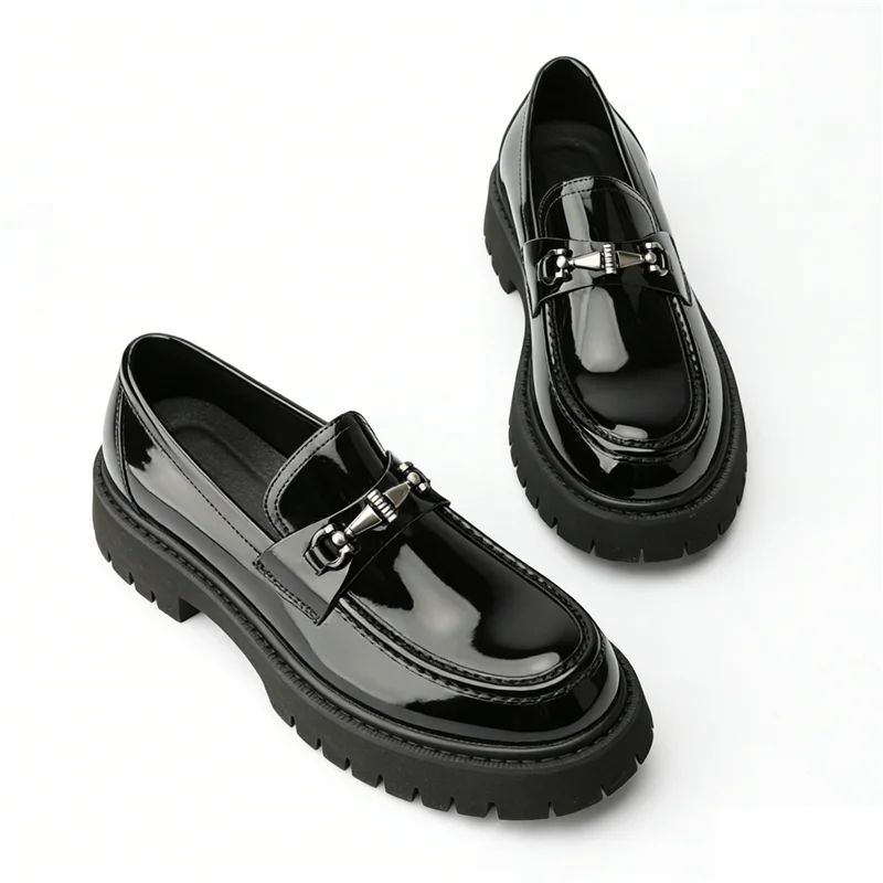 Leather Chunky Metal Shoes