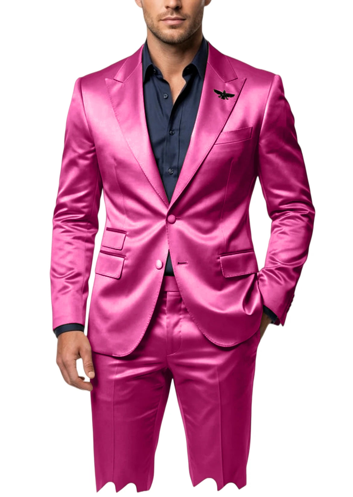 Satin Peak-Lapel Tuxedo Suit Set