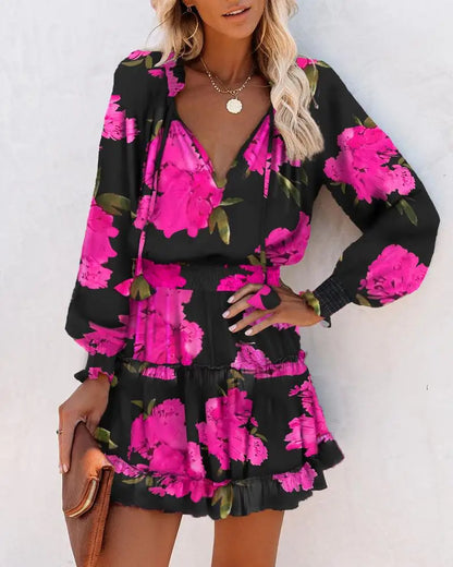 Leopard Print V-Neck Mini Dress