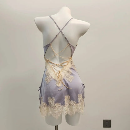 Sexy Ice Silk Lace Pajamas