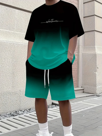 Casual T-Shirt Drawstring Shorts Set