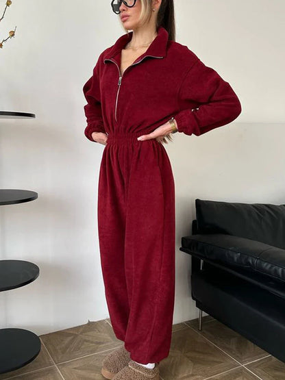 Half-Zip Lounge Jumpsuit