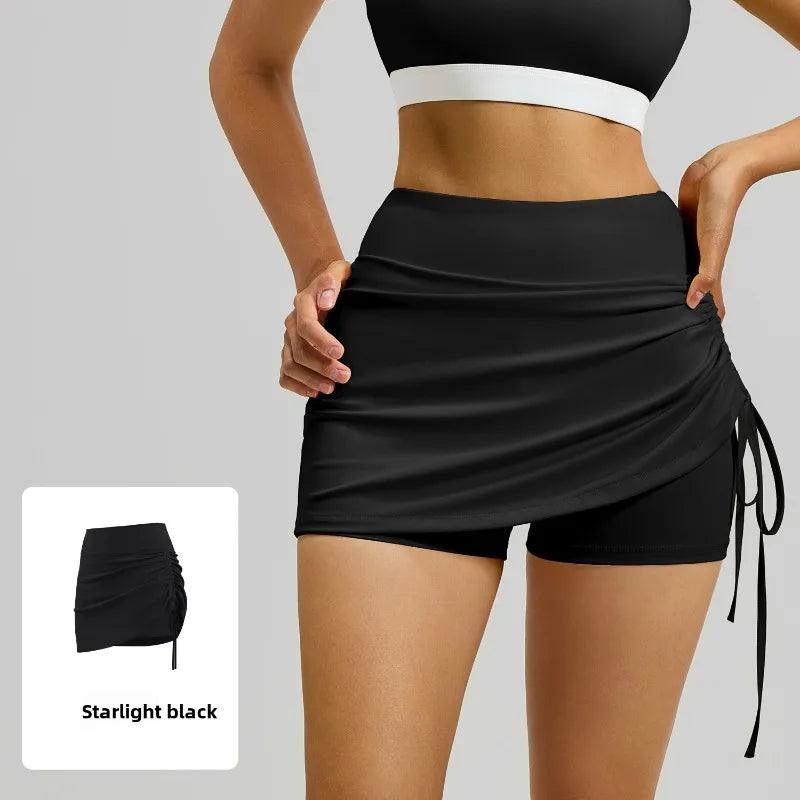 High-Waist Drawstring Sports Skort