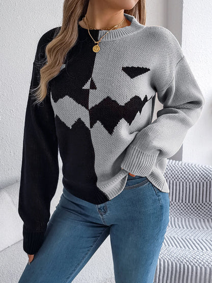 Pumpkin Pattern Halloween Sweater
