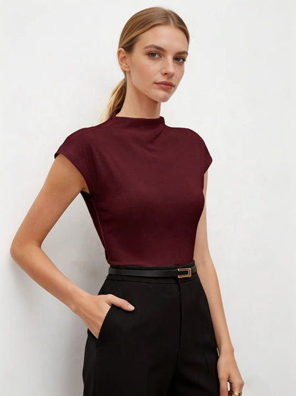 Burgundy Mock Neck Top