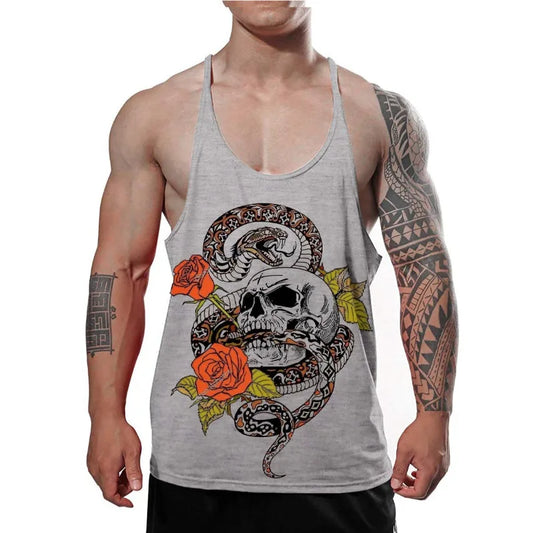 Skull Snake Rose Graphic Stringer