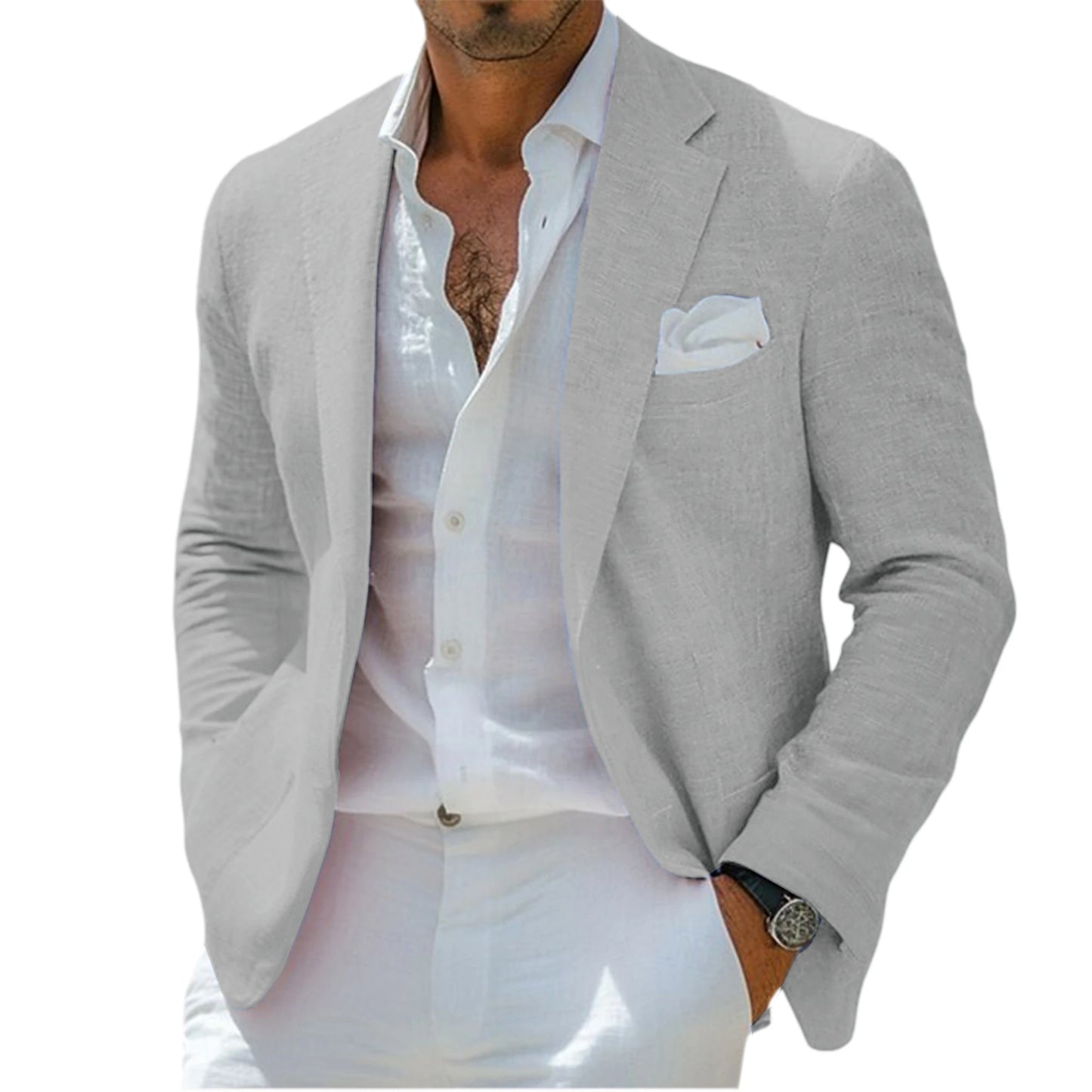 Linen Notch-Lapel Slim Sport Coat