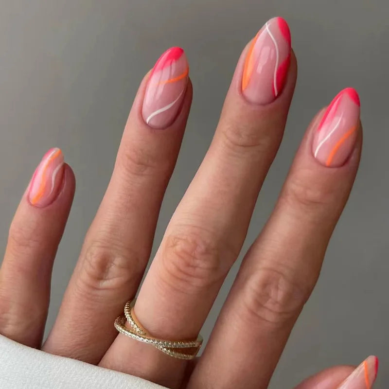 Wine Red Almond Press On Nails