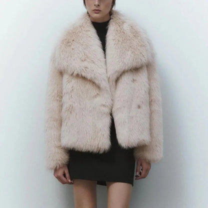 Gradient Fur Collar Coat