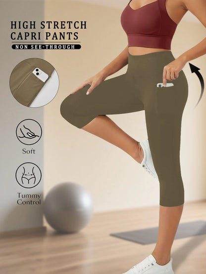 High Waist Pocket Capris
