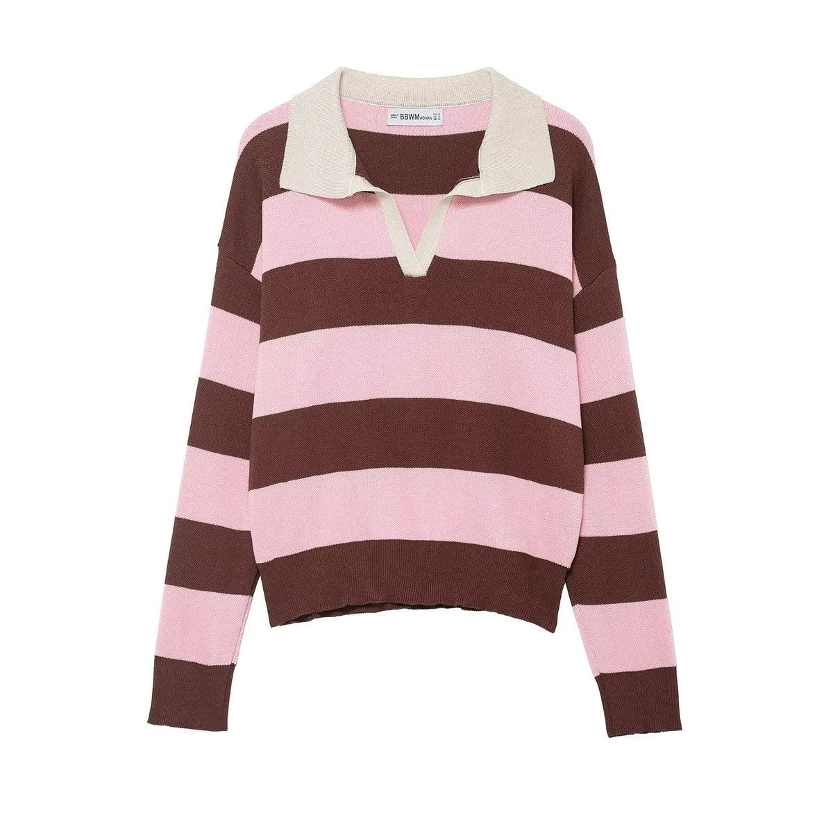 Striped Knit Polo Sweater