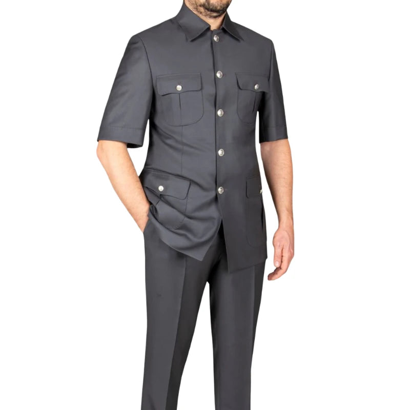 Light Purple Safari Folder-Lapel Suit