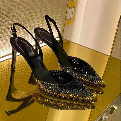 Crystal Satin Slingback Pumps