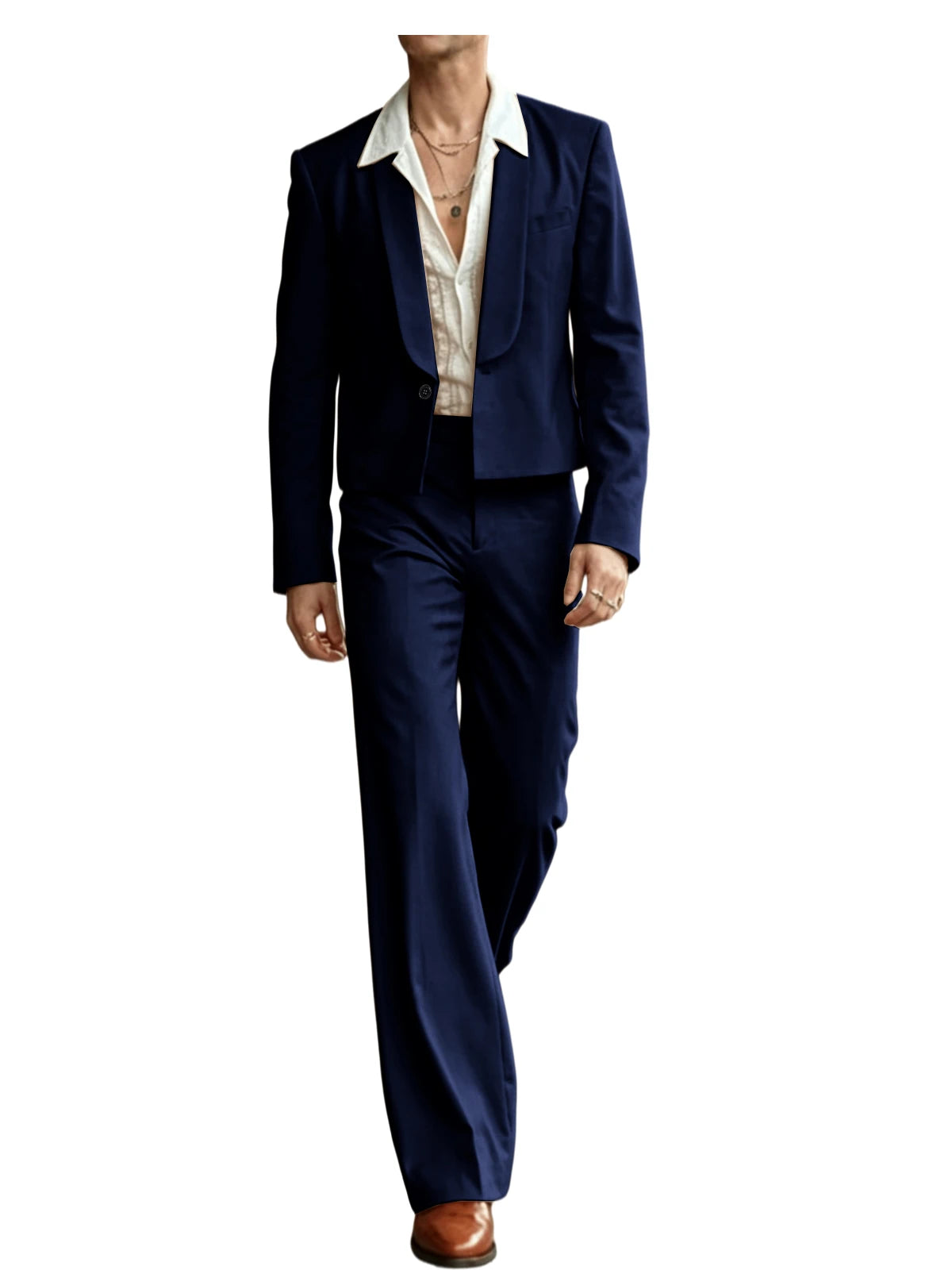 Cropped Blazer Flare Pants Tuxedo Set
