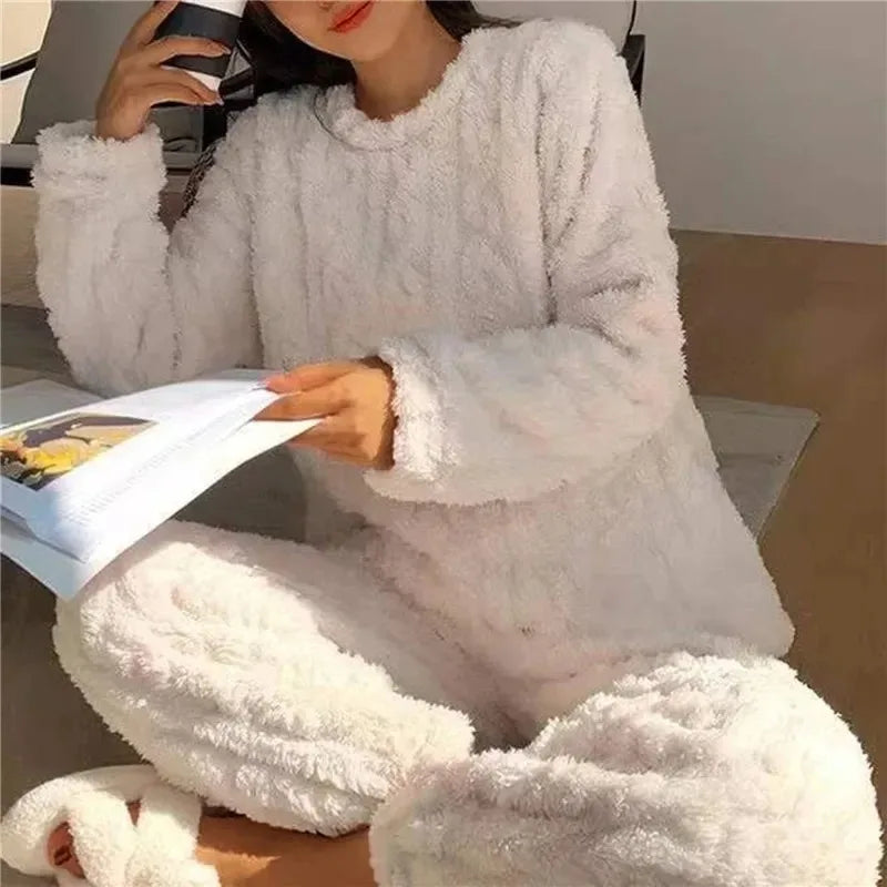 Soft Coral Velvet Jacquard Pajama Set