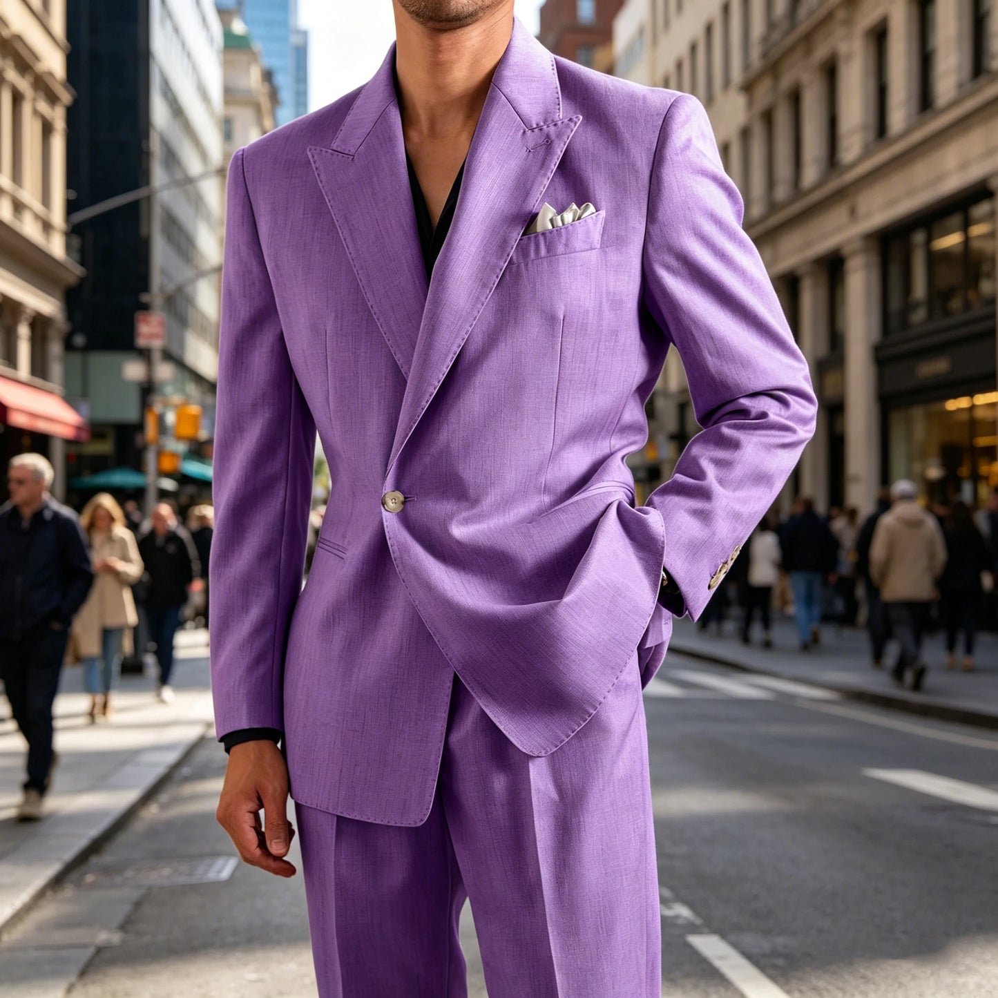 Linen Peak-Lapel Wedding Suit Set