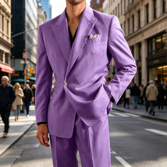 Linen Peak-Lapel Wedding Suit Set