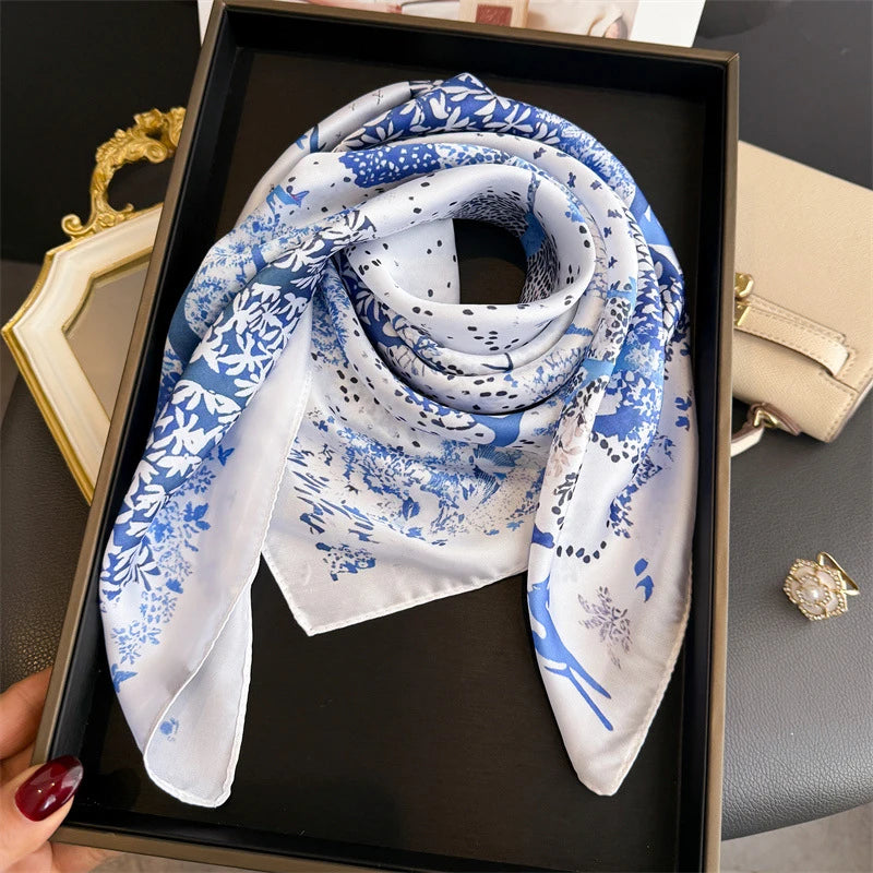 Floral Polyester Square Scarf