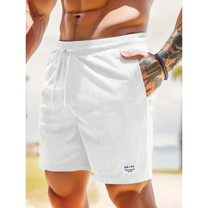 Corduroy Striped Textured Casual Shorts