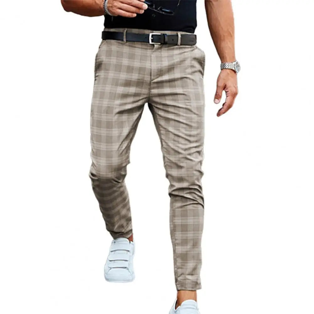 Vintage Checkered Cotton Pencil Pants