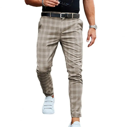 Vintage Checkered Cotton Pencil Pants