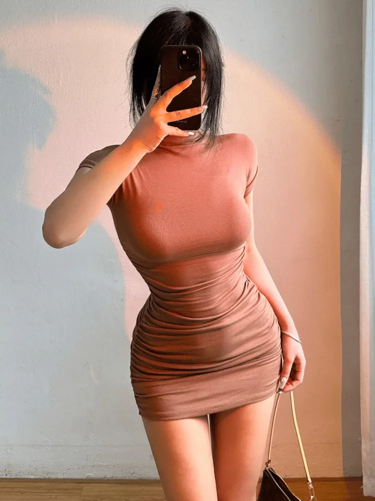 Ribbed Turtleneck Mini Dress