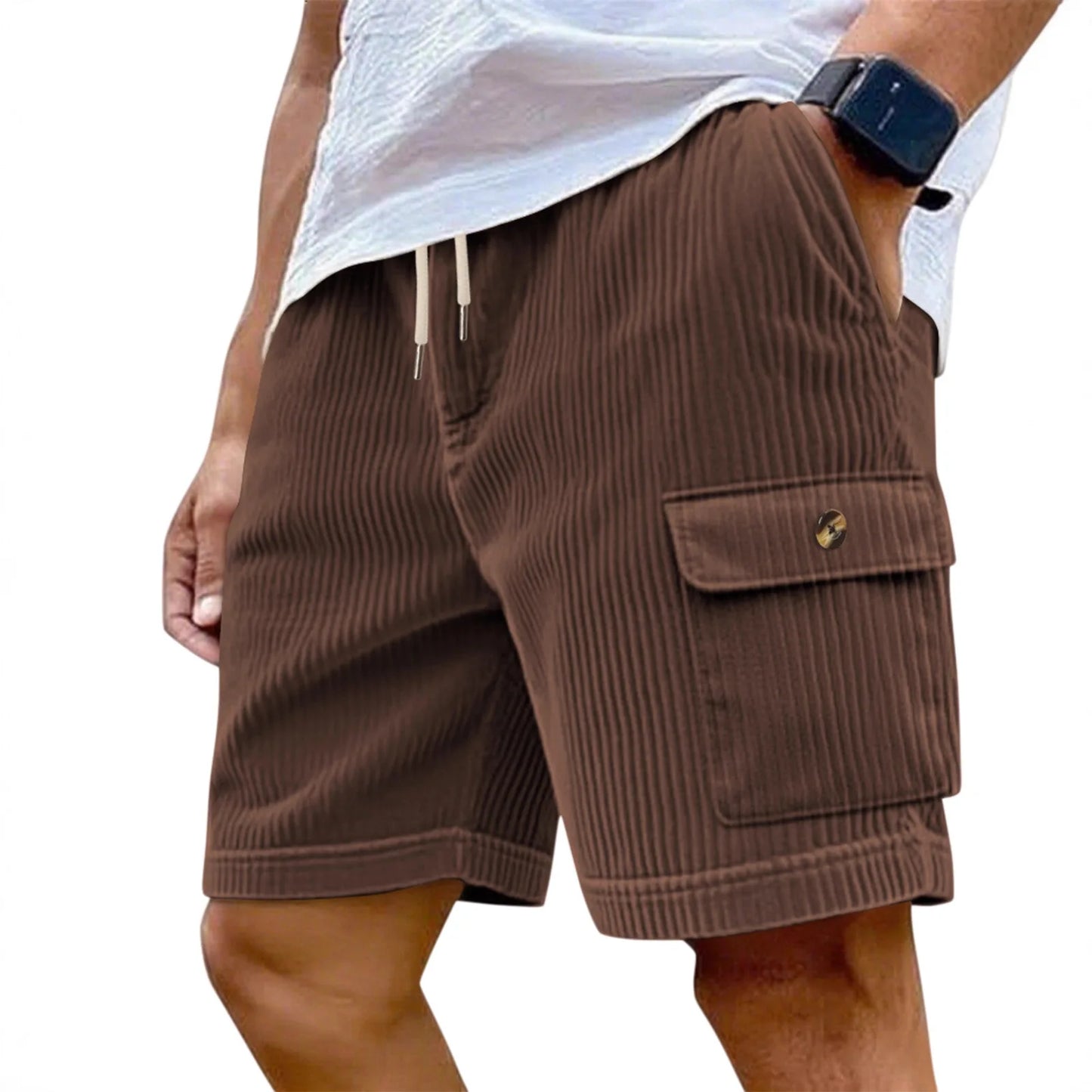 Corduroy Drawstring Beach Shorts