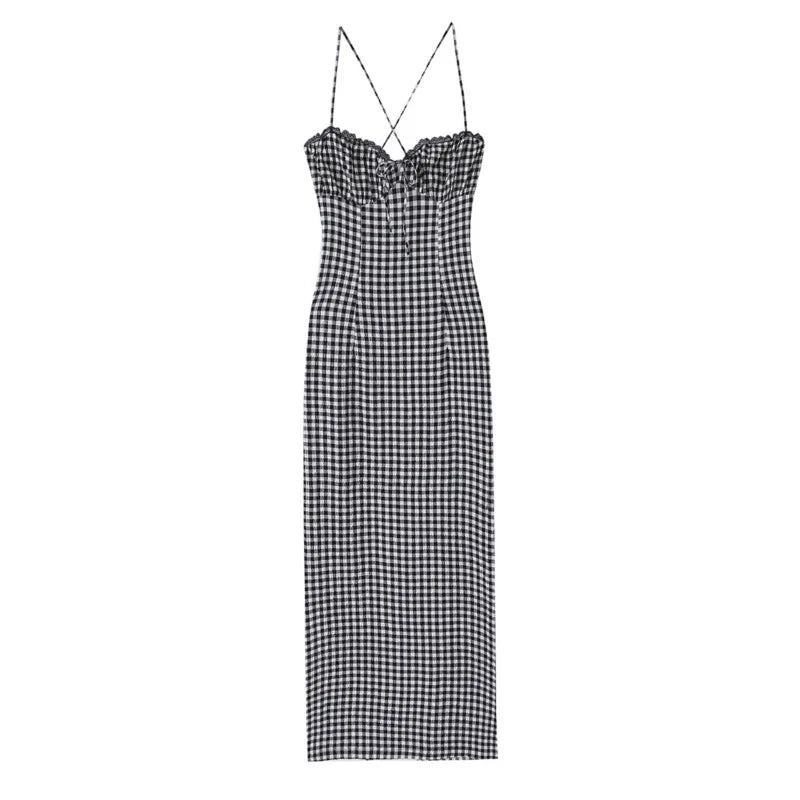 Gingham Wide-Strap Dress