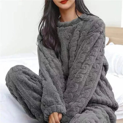 Soft Coral Velvet Jacquard Pajama Set