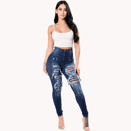 High Waist Ripped Skinny Jeans