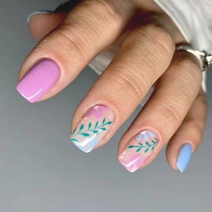 Pink Floral Press On Nails