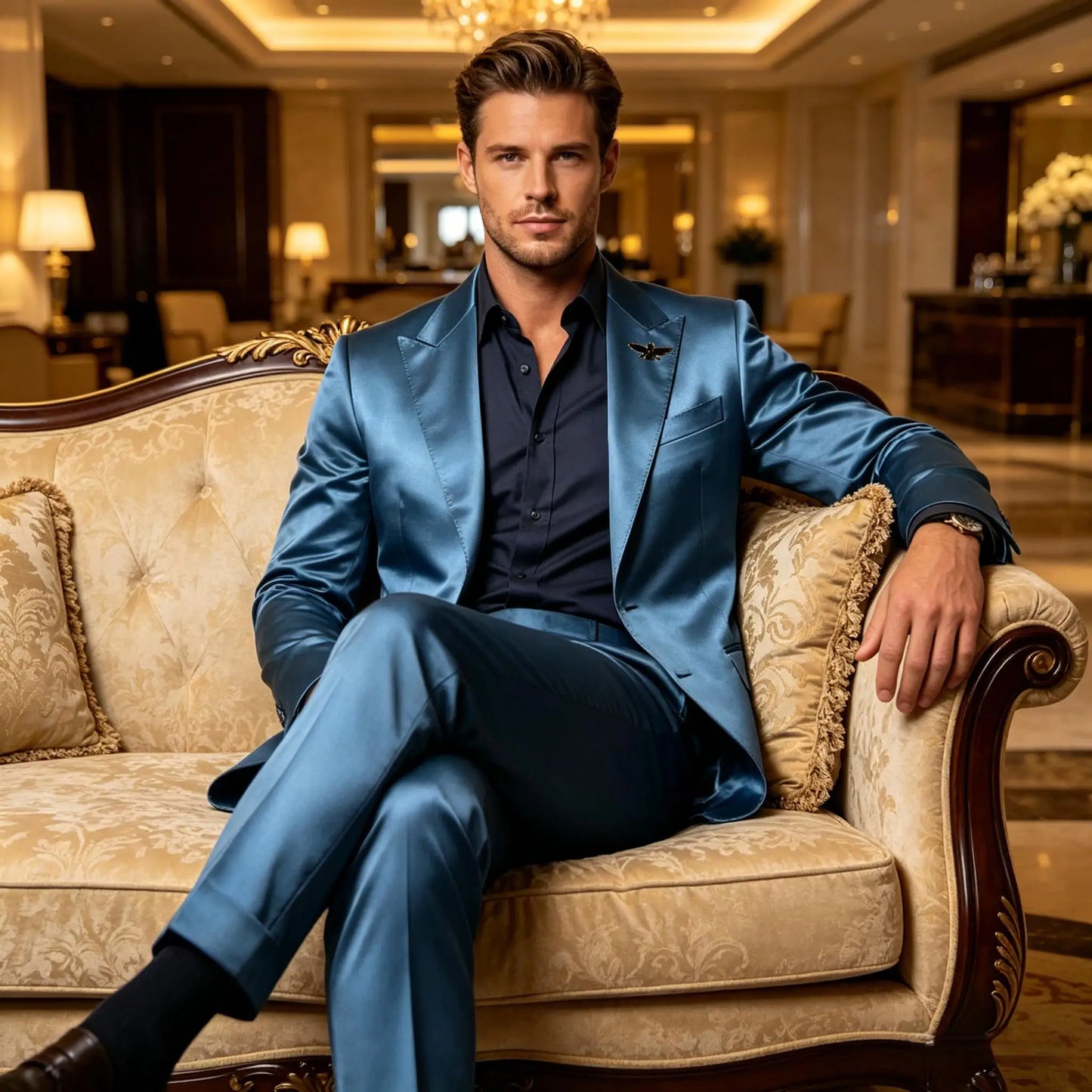 Satin Peak-Lapel Tuxedo Suit Set