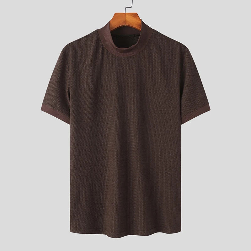 Textured High-Neck Korean Bottoming Tee