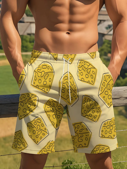 Peacock Feather Print Swim Trunks