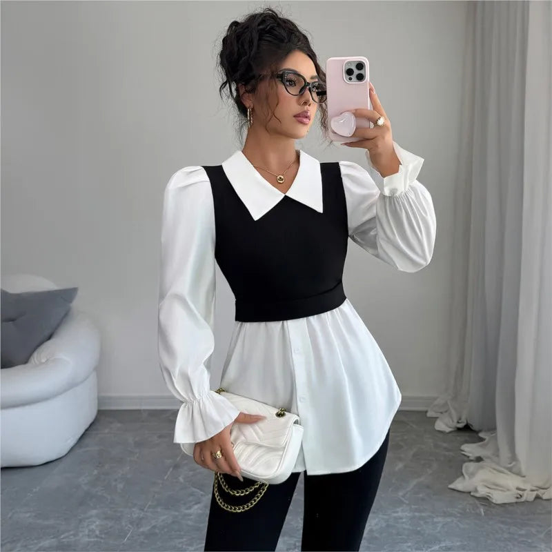 Faux Two-Piece Blouse