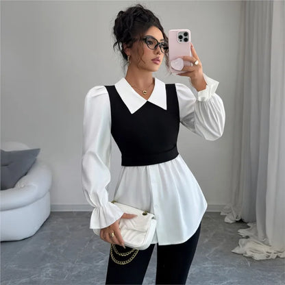 Faux Two-Piece Blouse