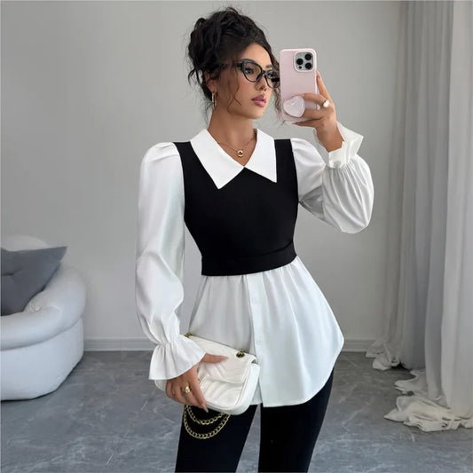 Faux Two-Piece Blouse