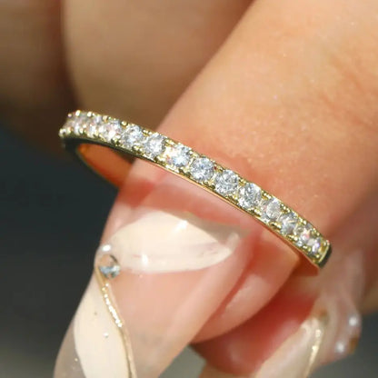 Gold Moissanite Silver Ring